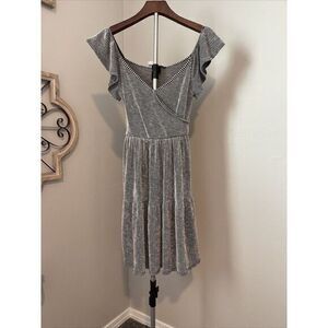 Caution To The Wind Black White Stripe Mini Dress Women Large